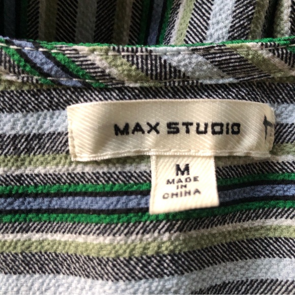 Max Studio Hennie Surplice Top M Stitch Fix High Low Dolman Sleeve Stripe Blouse - Picture 6 of 8
